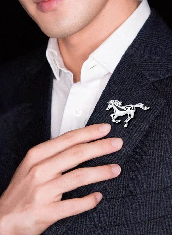 VVCome Vintage Handcrafted Horse Brooch and Lapel Pins Animal Breastpin Costume Accessories Jewelry Gifts for Men Women (Silver) - Image 5
